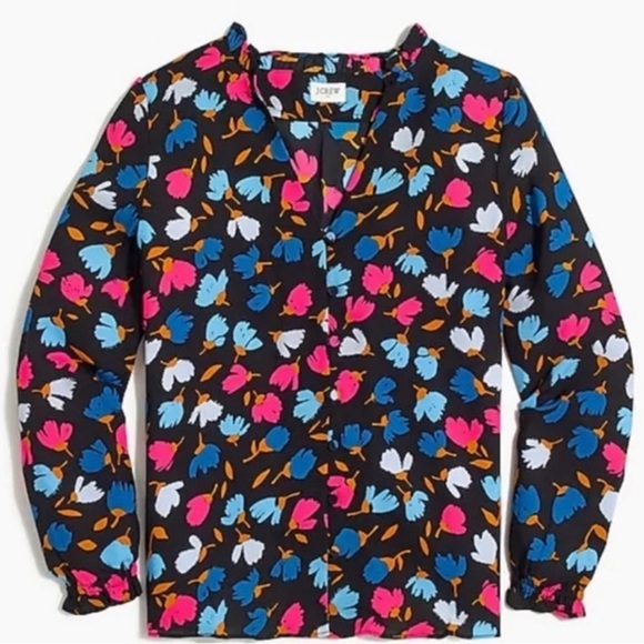 J. Crew Tops - J. Crew Women's Colorful Floral Blouse - Black, Blue, Pink